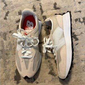 New Balance Cream & White Retro Runner Sneakers